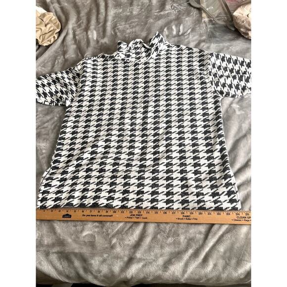 Chico's womens size 2  tunic soft knit jacquard mock neck houndstooth - Picture 8 of 11